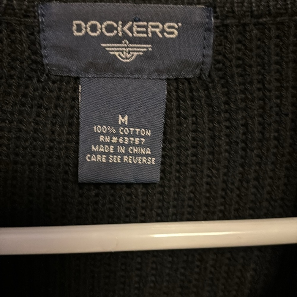 DOCKERS.. BLACK COTTON THICK SWEATER WITH DOUBLE ZIPPER SIZE MEDIUM - Picture 2 of 6